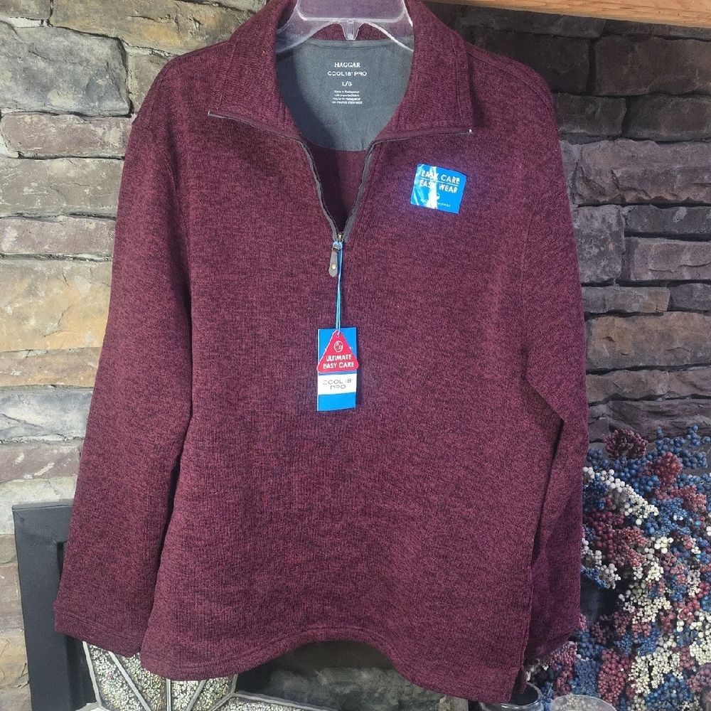 Haggar 3/4 Zip Fleece Pull Over Sz L
